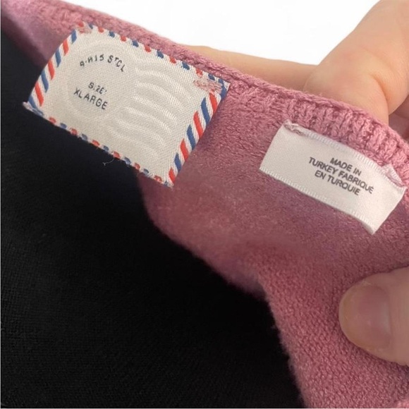 Anthropologie Stowe Postmark Dusty Pink V-Neck Wrap Tunic Sweater XL - Picture 5 of 6